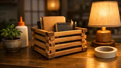 100均の杉の焚き付け材が収納ボックスに変身、切らないボンドDIY