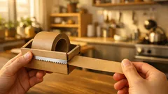 ラップの空箱でテープカッターを自作する方法、材料費ほぼゼロでまっすぐ切れる