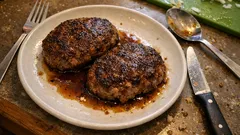 玉ねぎなしでこの満足感：合挽き肉・卵・パン粉だけの肉々ハンバーグ（フライパンで簡単）